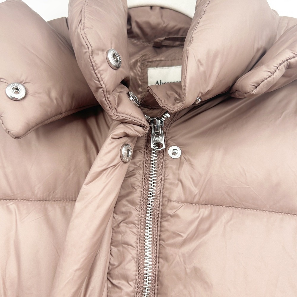 Abercrombie & Fitch Womens Taupe Hooded Oversized Puffer Jacket Coat Size S - Picture 9 of 12